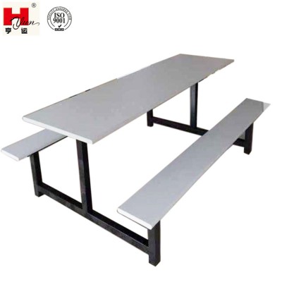 Garment Factory Hot Sale 8-seat Stainless Steel Frame Dining Table and Chair for Staff